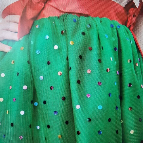 Unique Vintage, size L10-12, green & red skirt - Picture 2 of 5